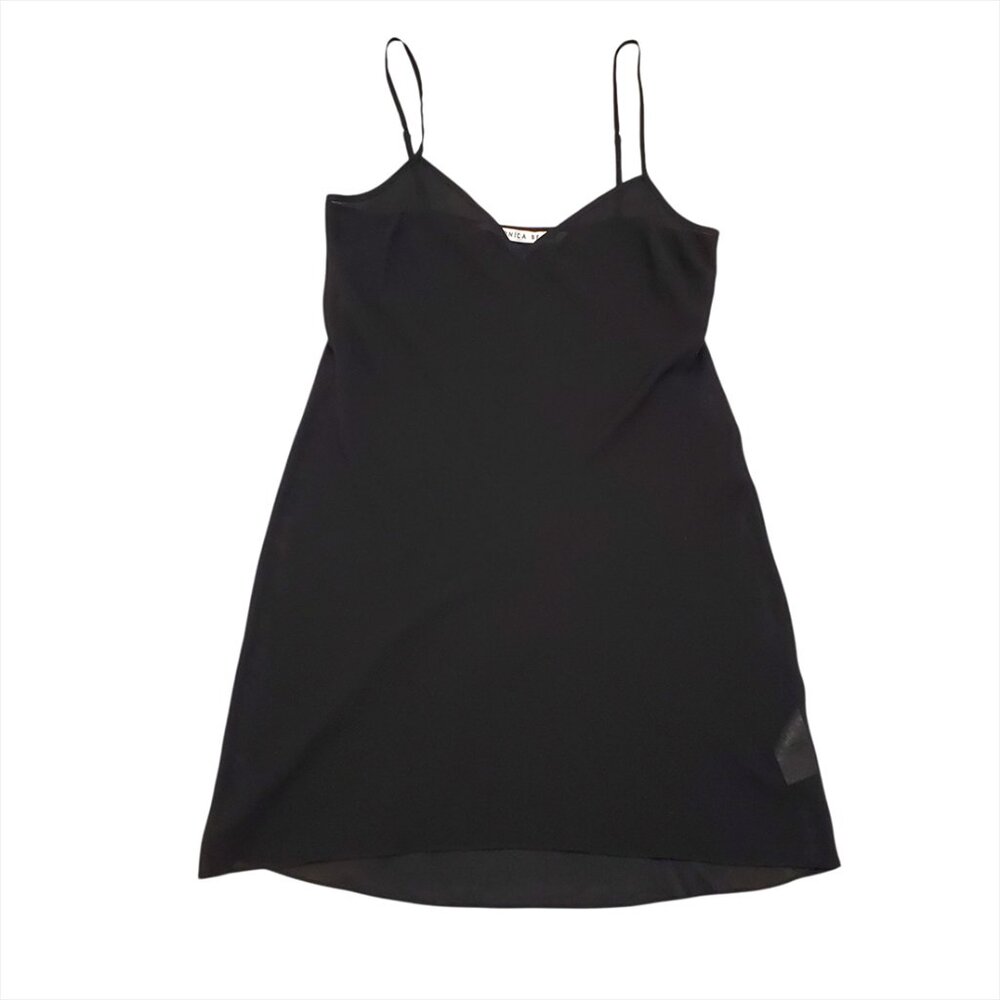 VERONICA BEARD Womens Slip Mini Dress Liner Black Semi-Sheer Adjustable Straps